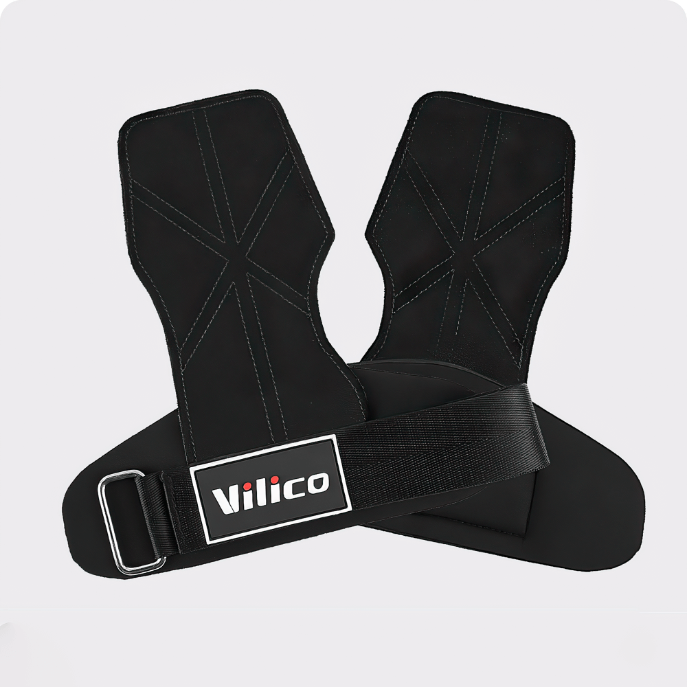 Durable Leather Hand Grips for Gym Training - SF3543, featuring adjustable straps for secure grip and palm protection during workouts.