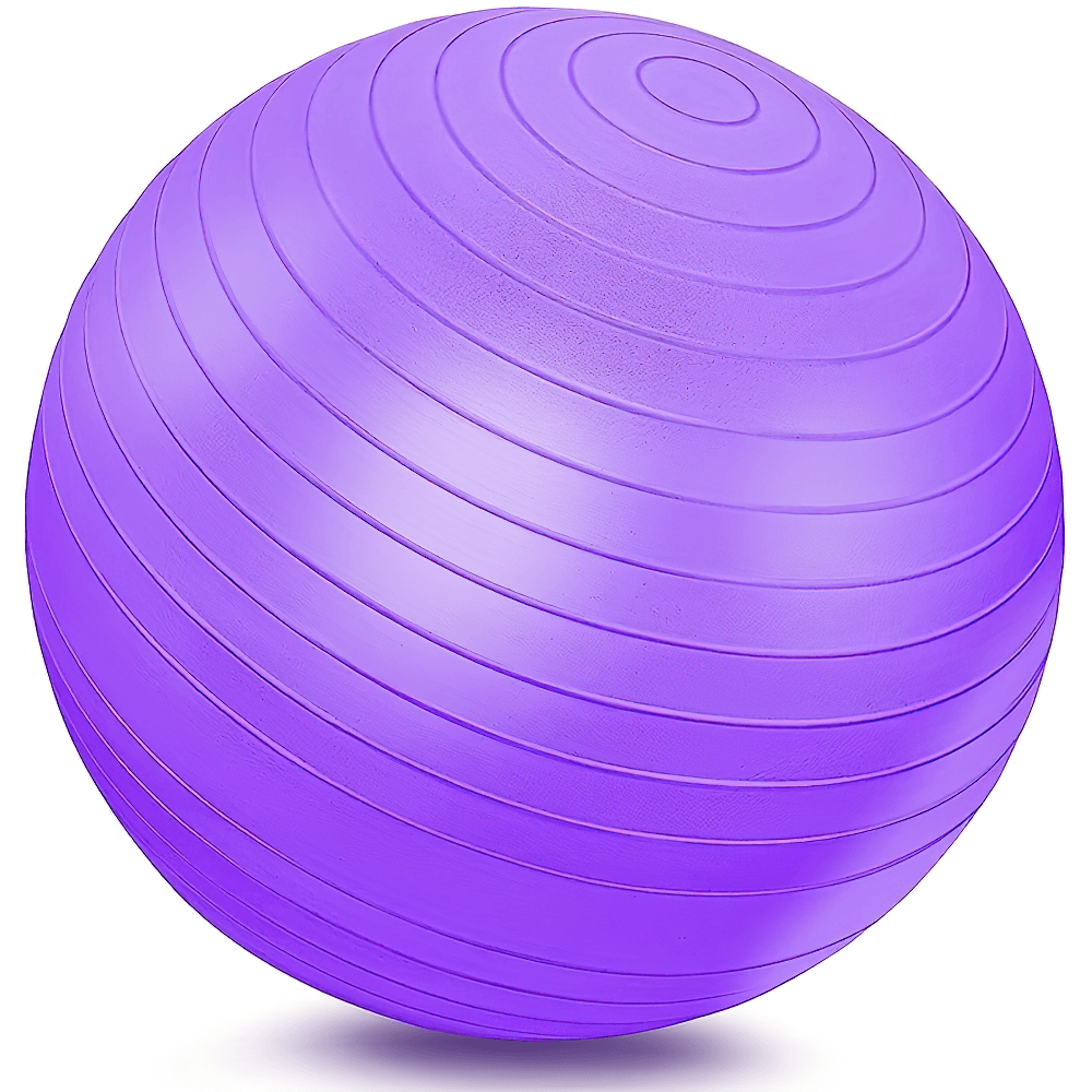 Purple PVC anti-burst yoga ball for fitness, textured for grip, enhancing core strength and posture training, SF2845.