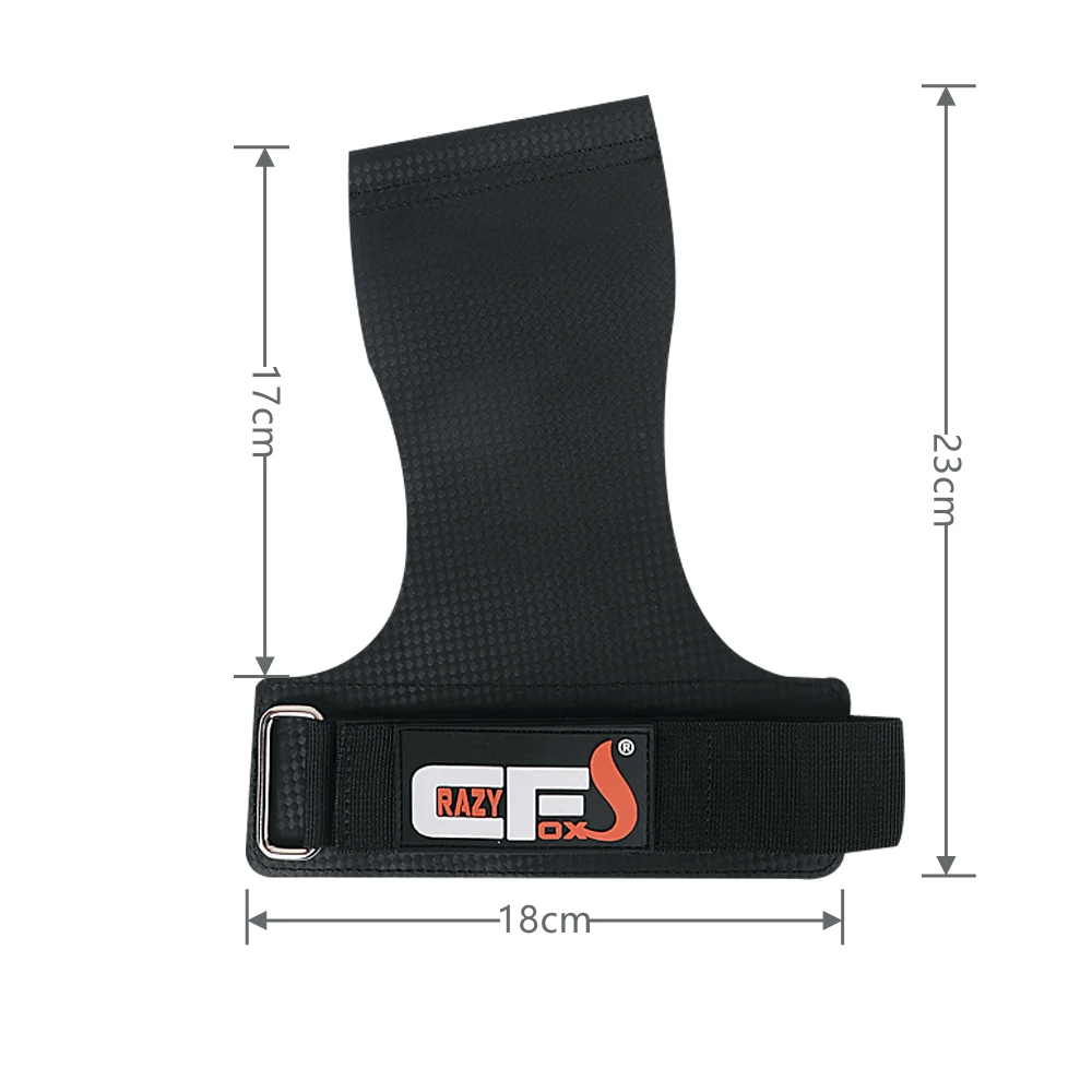 Durable Rubber Chalk Grips for Weight Lifting - SF3439 in black with dimensions and brand label.