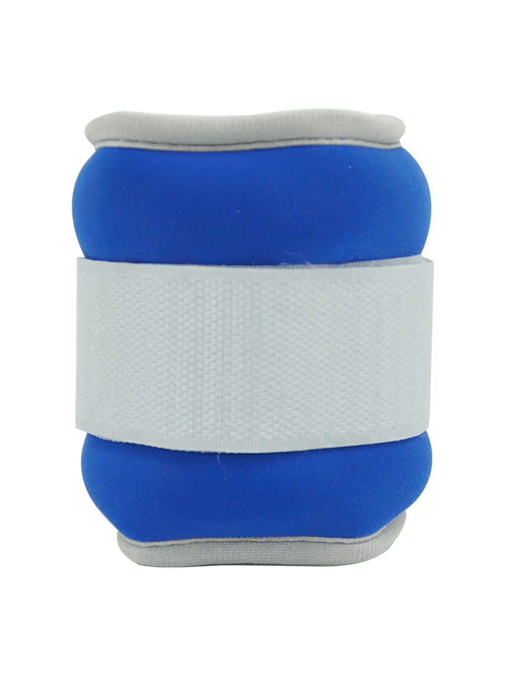 Adjustable blue sandbag weight with strap for ankle or wrist, ideal for running and strength training.