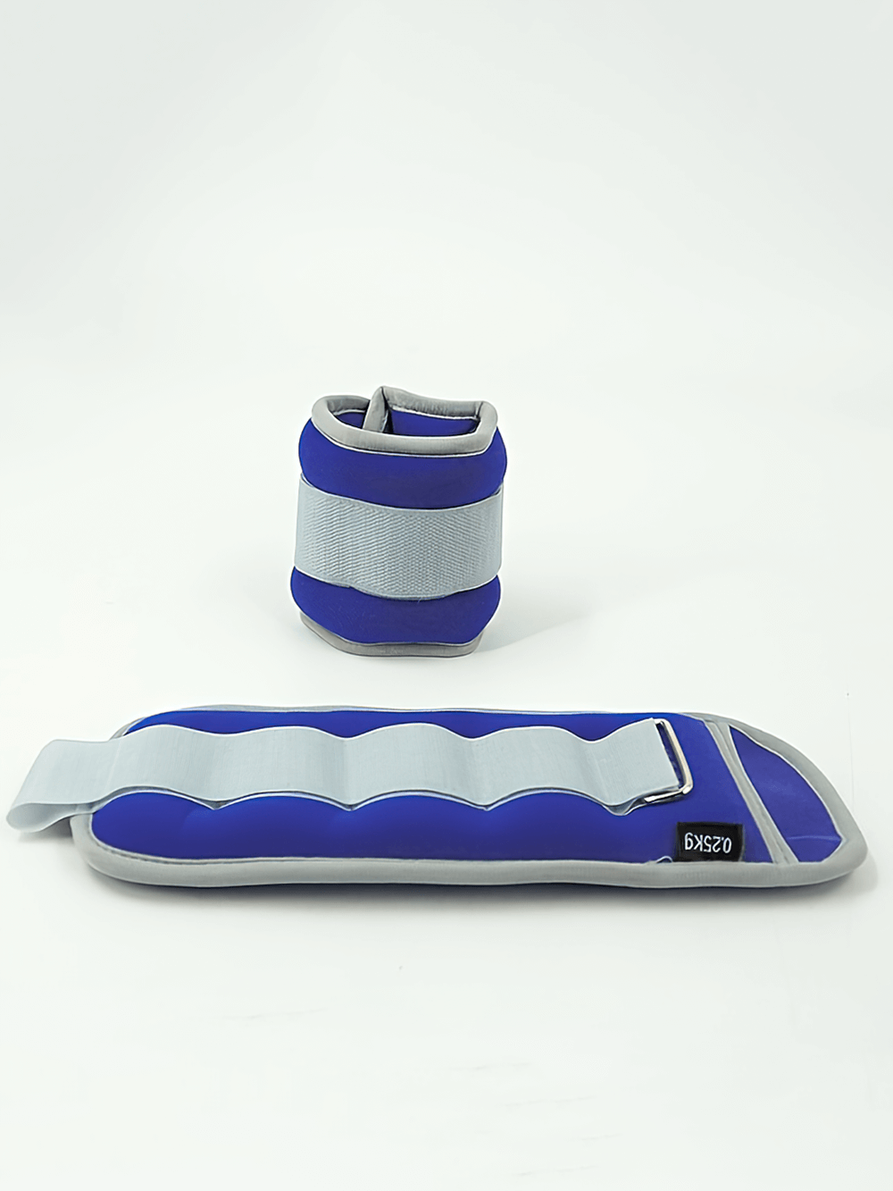 Blue sandbag weights for ankles and wrists, perfect for running and training, featuring adjustable straps for secure fit on hands and feet.