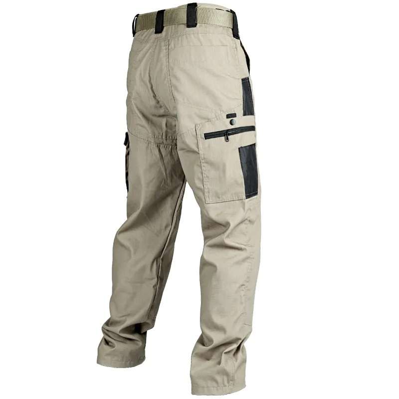 Durable trekking trousers with multi-pockets for men, showcasing cargo style and reinforced knees for outdoor adventures.