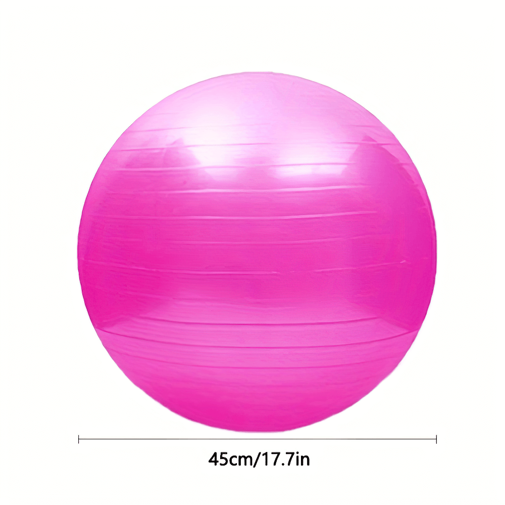 Pink durable yoga ball for stability and exercise with anti-burst design, ideal for core and balance training, 45cm diameter.