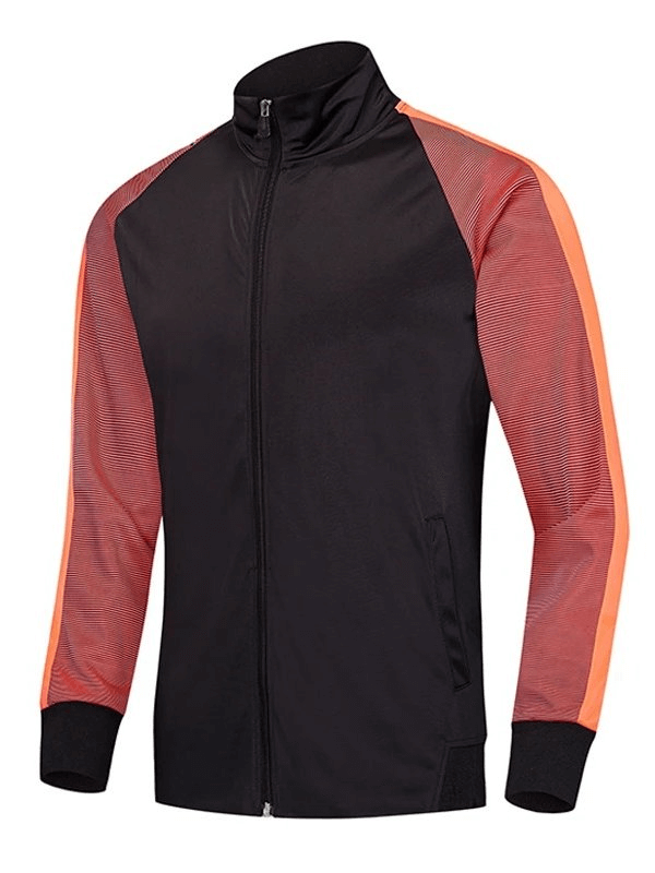 Elastic Breathable Men's Running Jacket with orange accents and zipper, perfect for comfortable athletic performance, style SF1948.