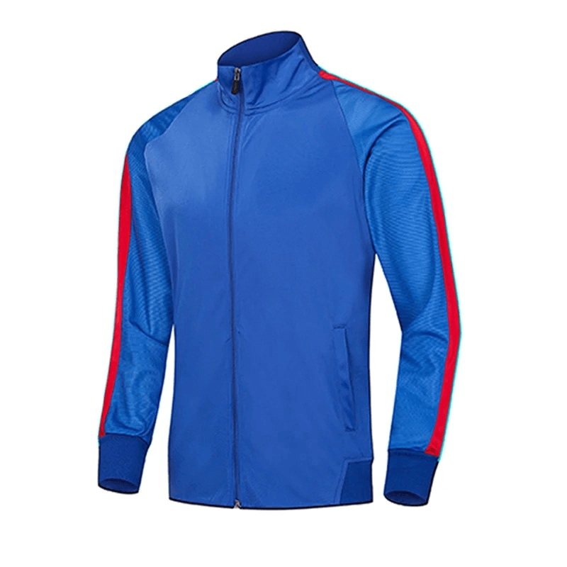 Elastic Breathable Men's Running Jacket in Blue with Zipper SF1948 - Perfect for athletic comfort and quick-drying performance.