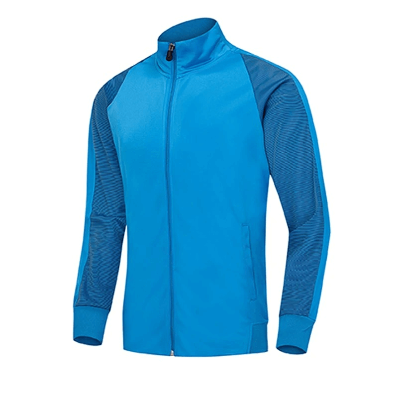 Blue Elastic Breathable Men's Running Jacket with Zipper SF1948 for optimal comfort and performance in workouts.