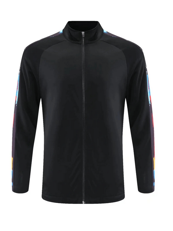 Elastic breathable men's sports jacket with zipper, ultra-lightweight and waterproof design, perfect for running, in sleek black.