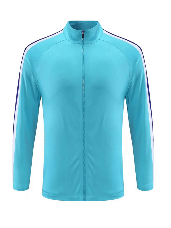 Elastic Breathable Men's Sports Jacket with Zipper, blue color, lightweight, anti-wrinkle, waterproof fabric ideal for running.