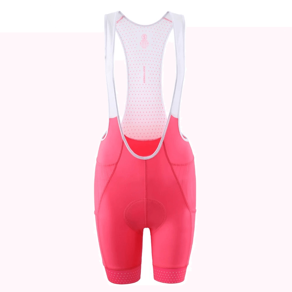 Fluorescent pink women's cycling bib shorts, breathable and stretchy for high-performance rides, with ergonomic design - SF2581