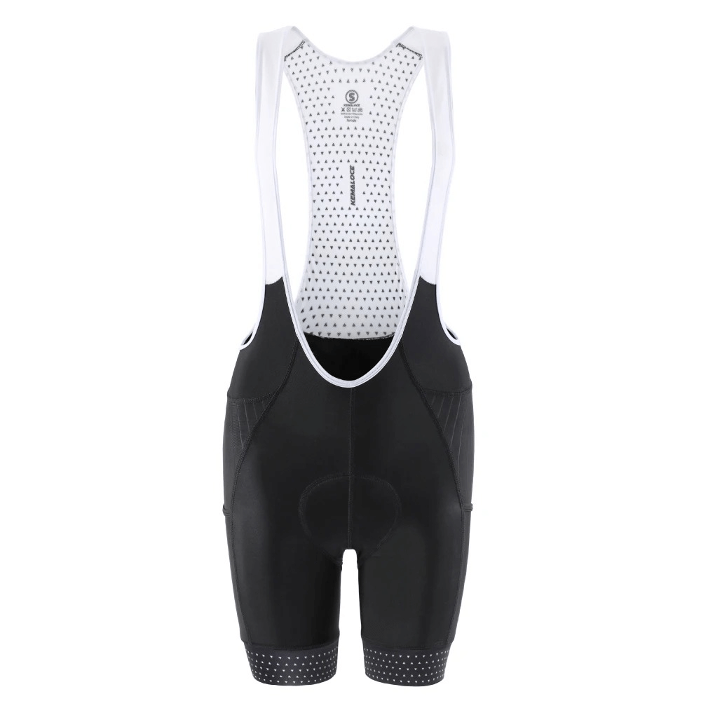 Elastic Breathable Women's Cycling Bib Shorts SF2581 - Black and White Spandex with Ergonomic Design for High-Performance Cycling.