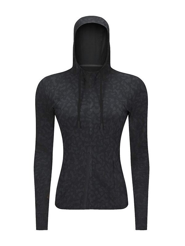 Elastic Breathable Women's Sports Jacket with Zipper and Hood - SF1369