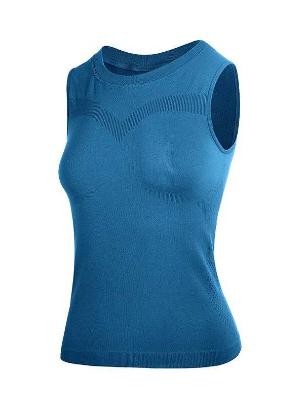 Elastic Breathable Blue Women's Tank Top for Training, made from 100% Polyester Worsted material, ideal for yoga and running.
