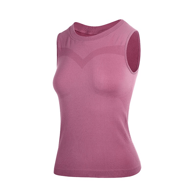 Pink elastic breathable women's tank top for training, made from 100% polyester. Ideal for yoga, running, and sports. Model SF1544.