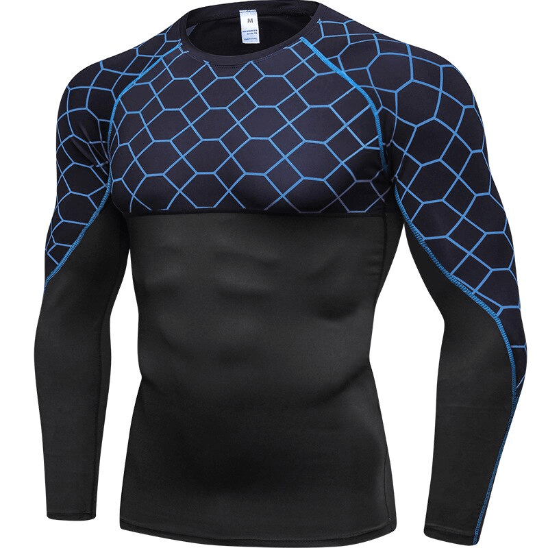 Elastic Compression Men's Fitness T-Shirt with Long Sleeves - SF1375