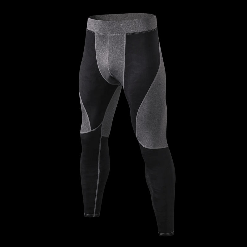 Elastic Compression Quick-Drying Men's Leggings SF1812 in black and gray, showcasing durable and supportive fit for active men.
