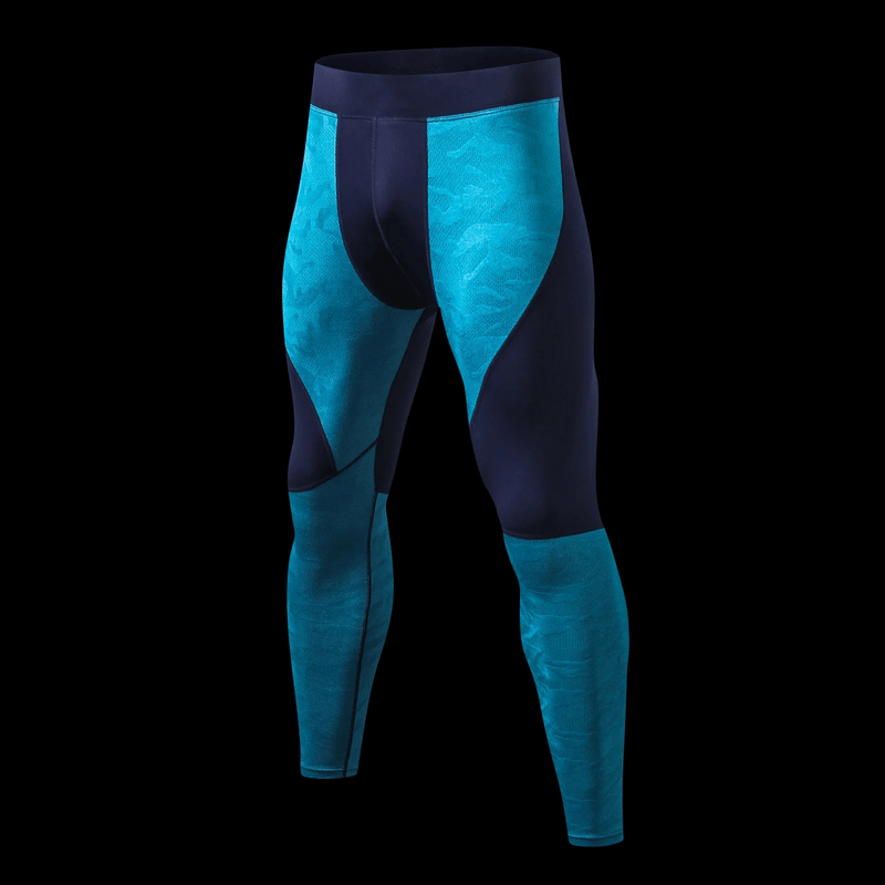 Elastic compression quick-drying men's leggings SF1812 in blue and black, perfect for sports with secure and comfortable fit.