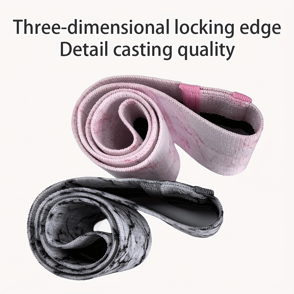 Elastic fabric resistance bands with three-dimensional locking edge in pink and black, showcasing detail casting quality.