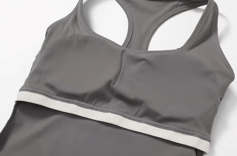 Elastic female quick dry fitness tank top in grey, ideal for training with breathable fabric and sleek design, product code SF2433.