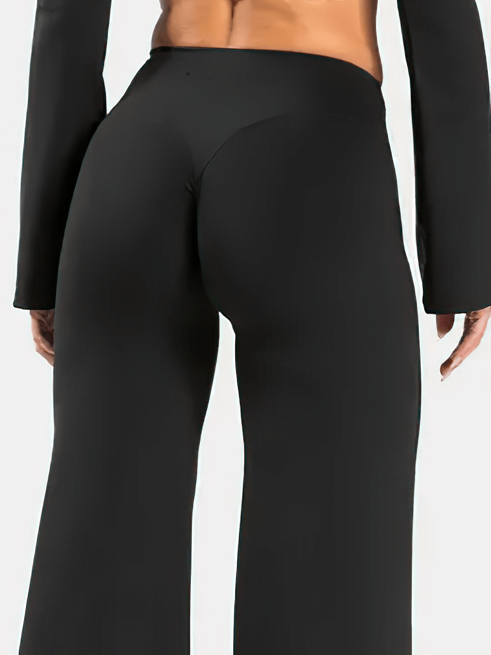 Elastic Flared High-Waisted Yoga Pants for Women - SF4290 black high-waisted flared leggings back view, stretchy fit for yoga & workouts