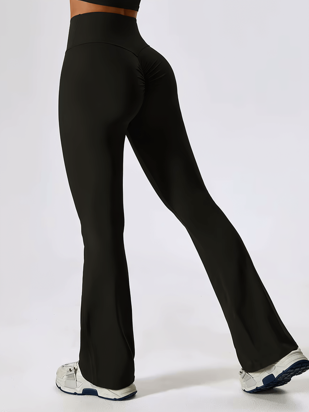 High-waist flared yoga pants for women, black wide-leg design, perfect for fitness and dance, featuring an elastic fit - SF2356.