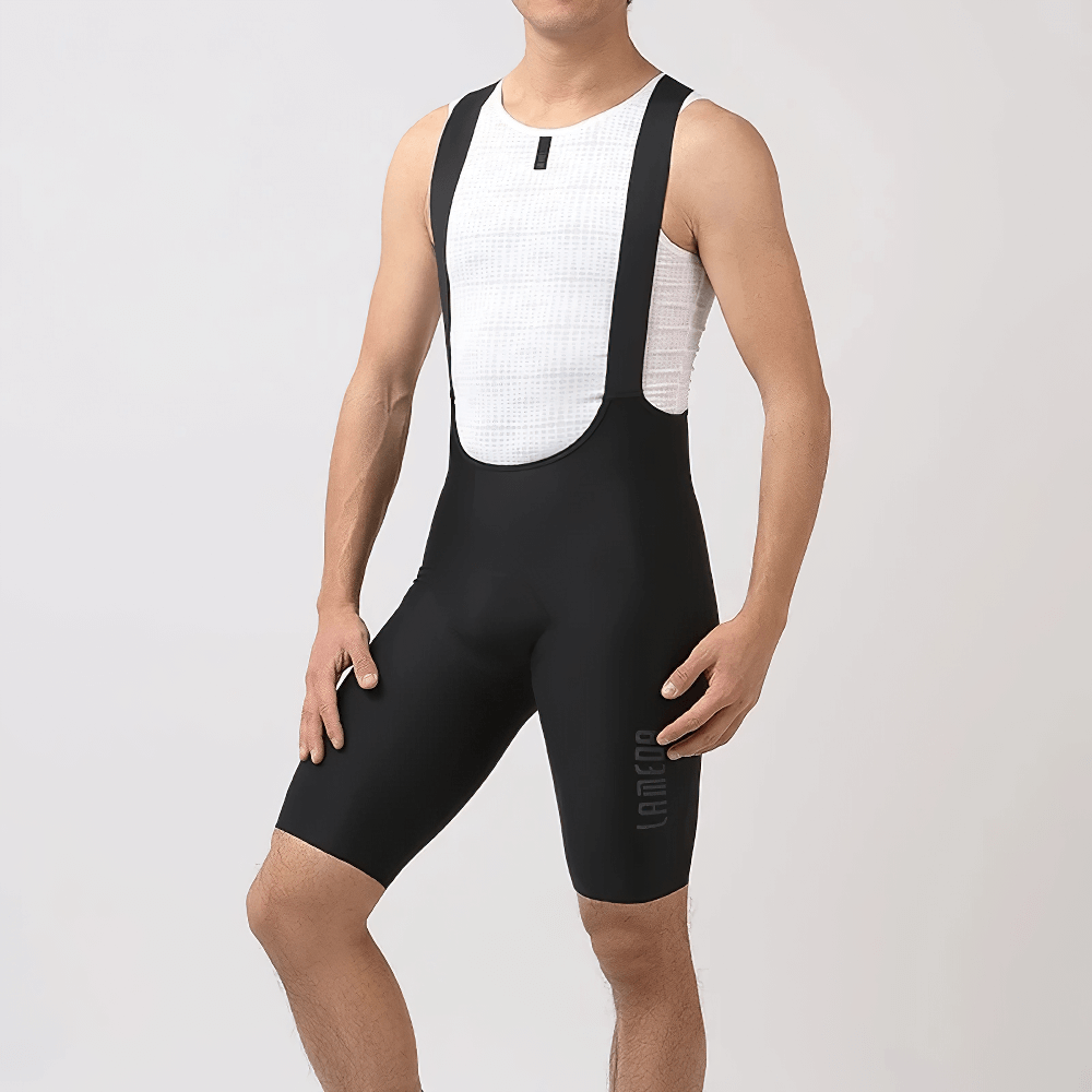 Elastic Men's Breathable Cycling Bib Shorts SF2593 with anti-slip, ergonomic design, and mesh straps for optimal comfort.