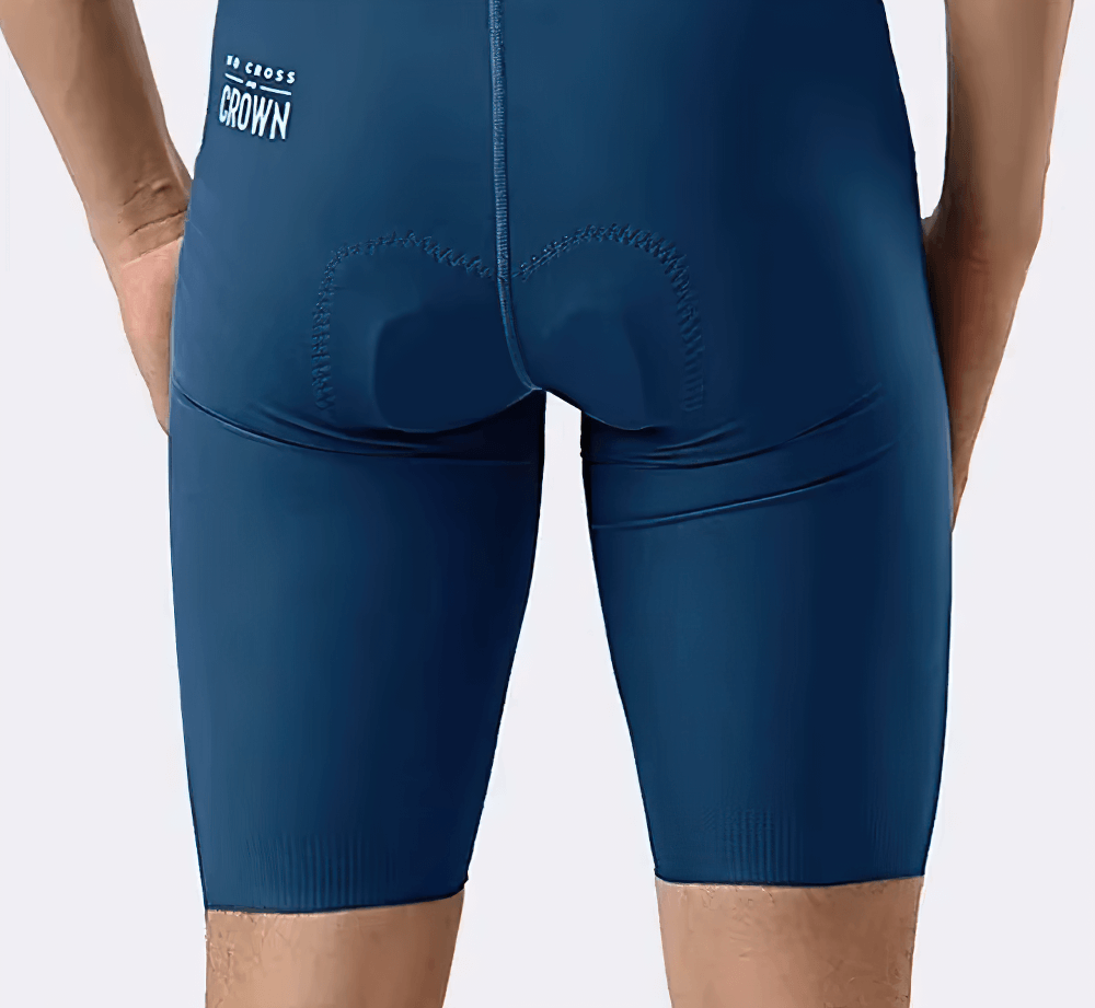 Back view of Elastic Men's Breathable Cycling Bib Shorts SF2593 showcasing ergonomic design and anti-slip features.