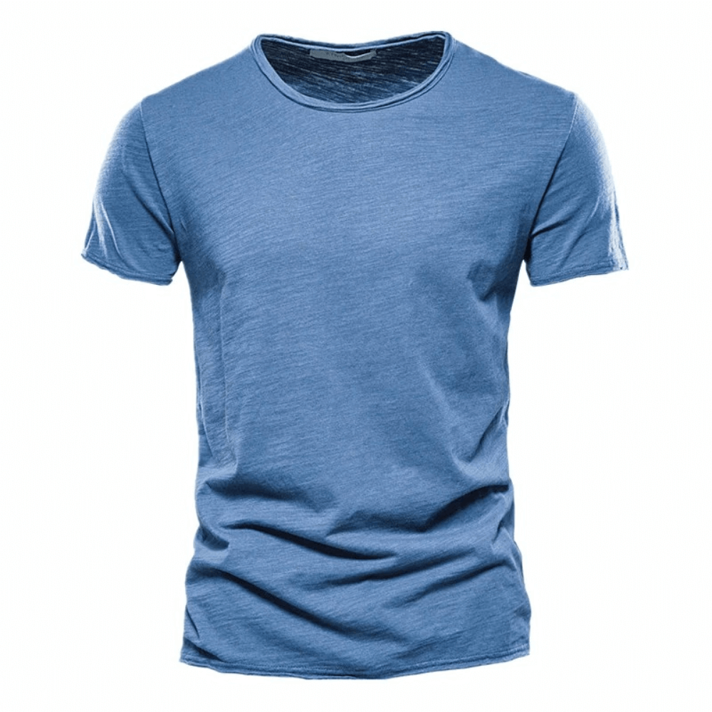 Blue Elastic Men's Sport T-Shirt with O-Neck and Short Sleeves, perfect for casual and athletic wear, breathable and moisture-wicking.