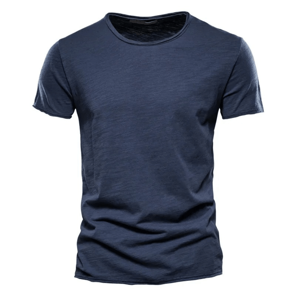 Elastic Men's Sport T-Shirt in navy, short sleeve, O-neck, breathable cotton for casual and fitness wear, model SF2530.