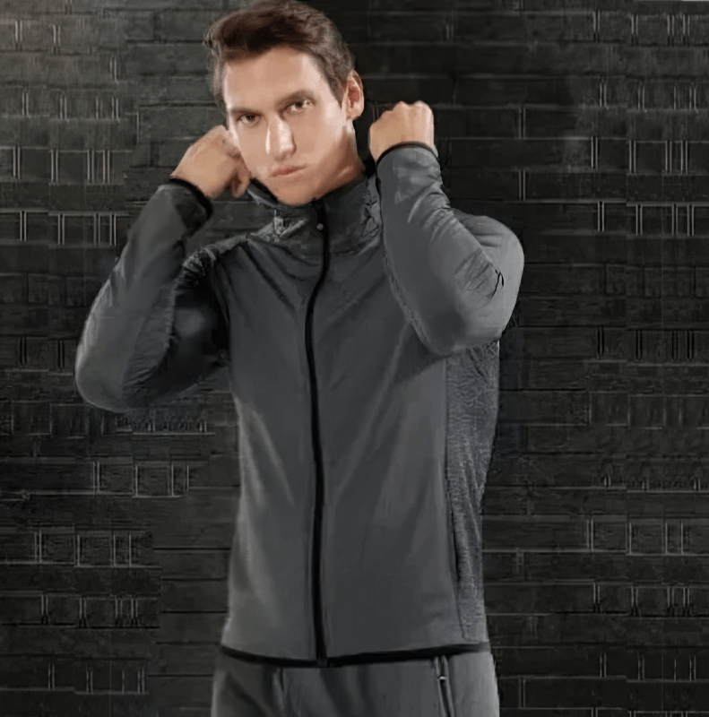 Elastic Men's Sports Jacket with Hood on the Zipper - SF1937