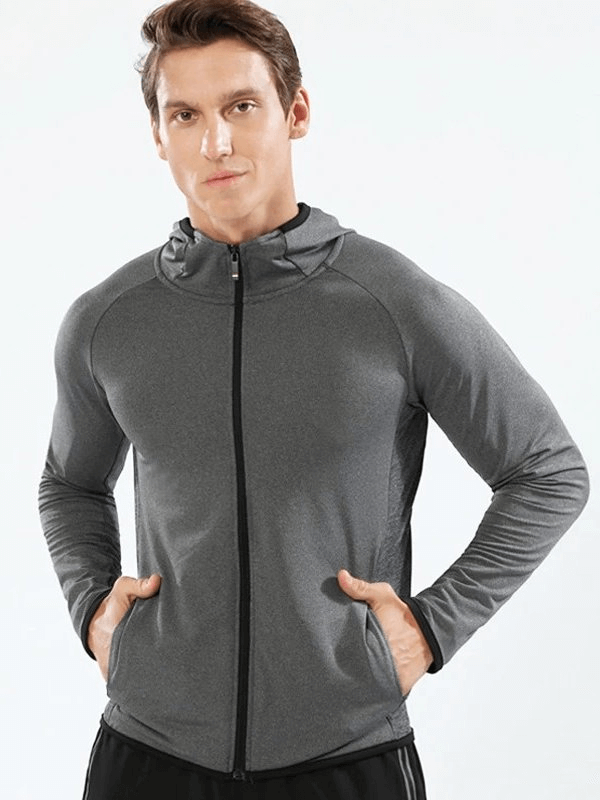 Elastic Men's Sports Jacket with Hood on the Zipper - SF1937