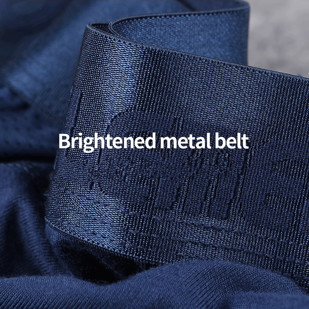 Elastic Modal Boxer Briefs with Mesh Side Panels - SF4746 featuring a close-up of the brightened metal belt.