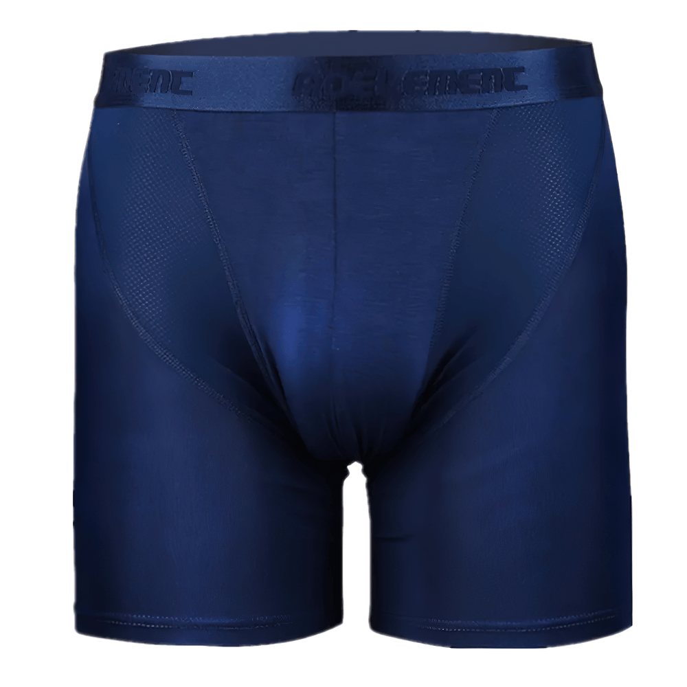 Elastic Modal Boxer Briefs with Mesh Side Panels - SF4746 in navy blue, featuring a convex front pouch and breathable mesh sides.