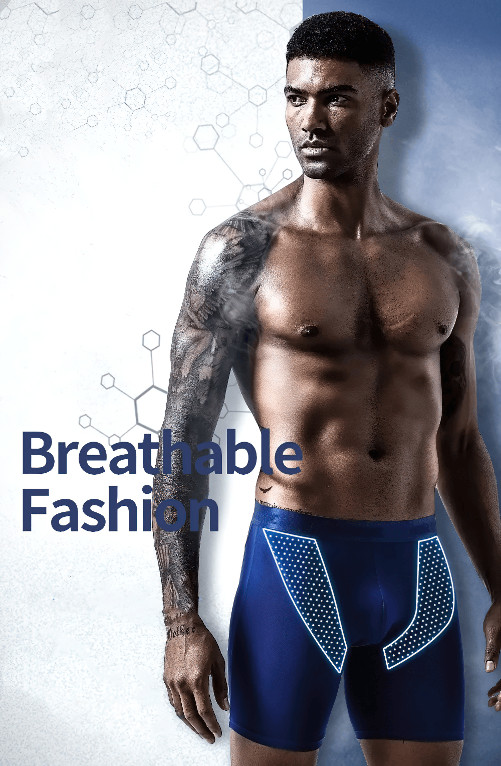 Elastic Modal Boxer Briefs with Mesh Side Panels - SF4746 displayed on a model showcasing breathable fashion.