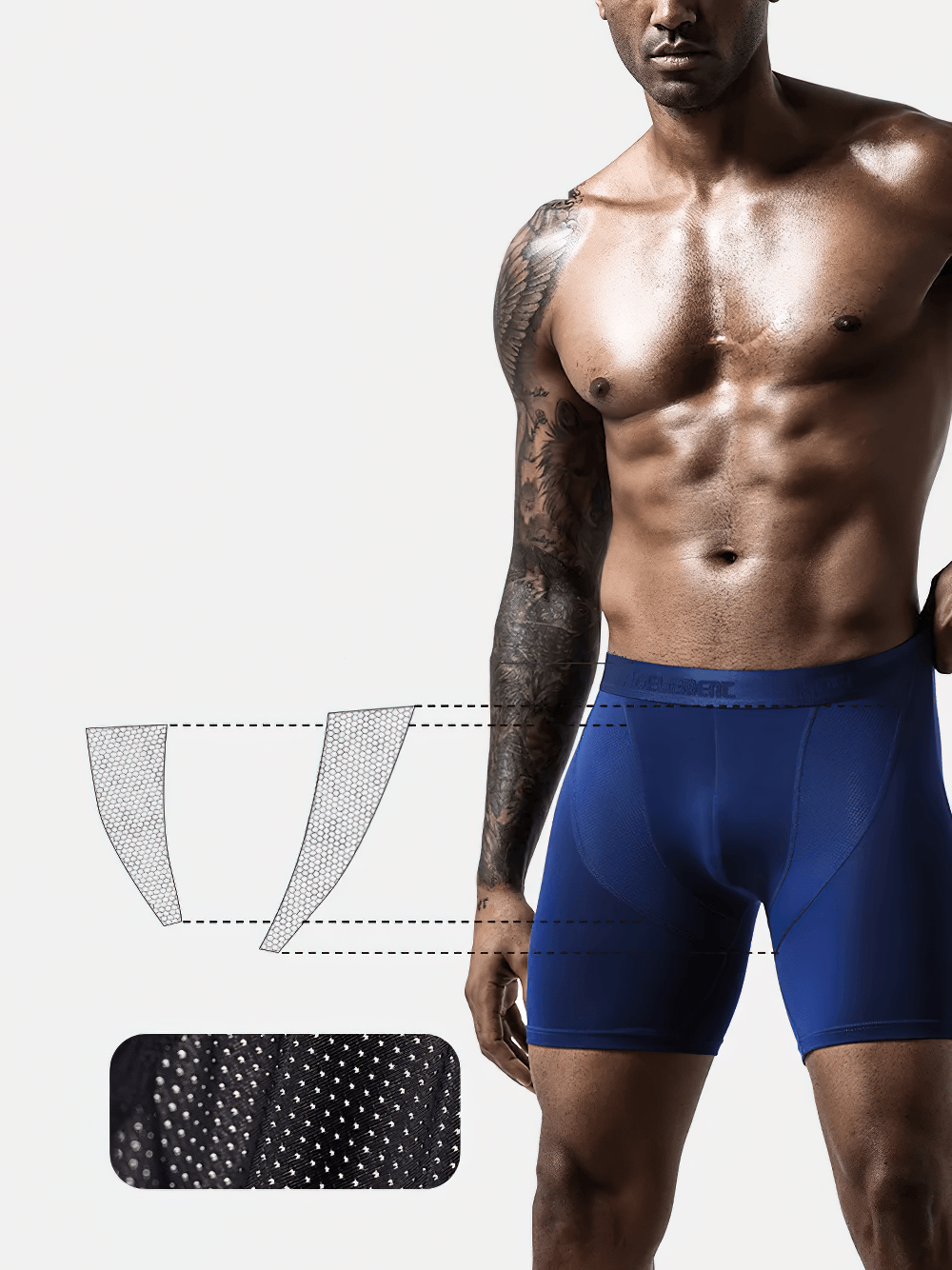 Elastic Modal Boxer Briefs with Mesh Side Panels - SF4746 shown on model highlighting features and breathable fabric.