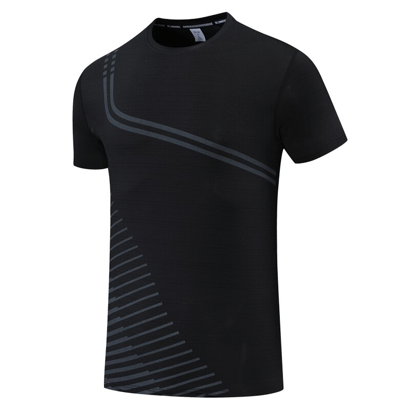 Elastic Quick Dry Men's T-Shirt in black, perfect for fitness, running, and yoga. Made of breathable nylon for comfort during workouts.
