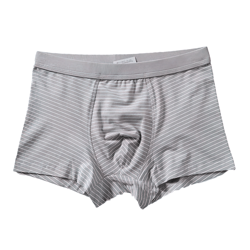 Elastic soft men's boxers SF1330 in grey stripes, moisture-wicking fabric with breathable design for comfort and style.