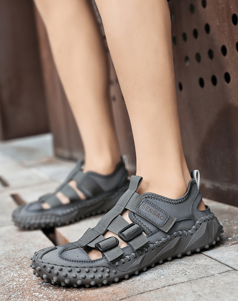 Elastic Soles Leather Men's Hiking Sandals With Breathable Upper - SF1396