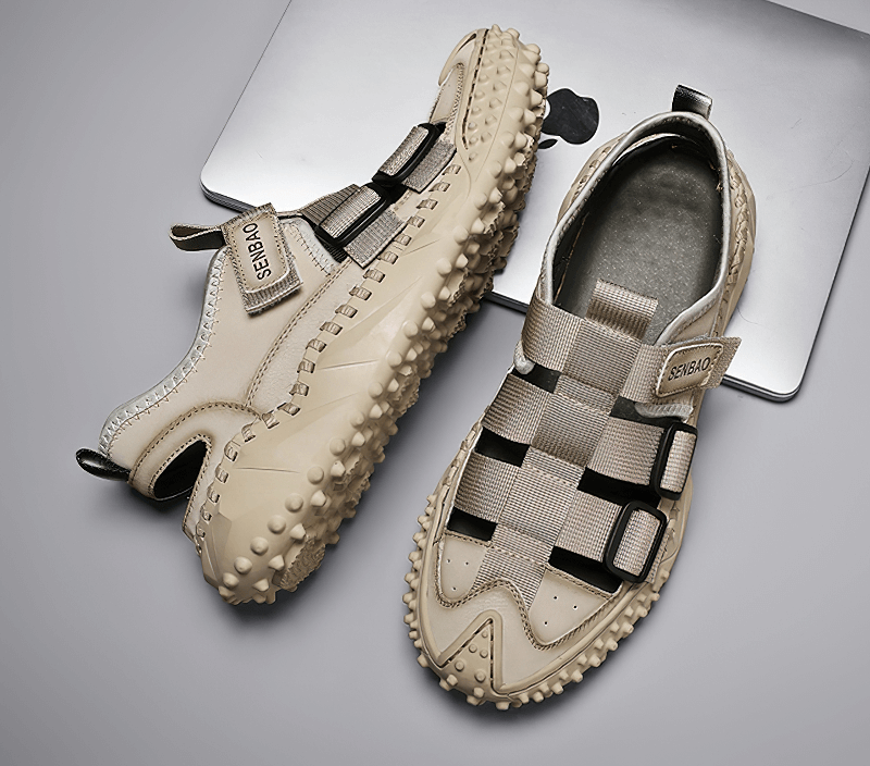 Sandales de randonnée en cuir à semelles élastiques pour hommes avec tige respirante - SPF1396 