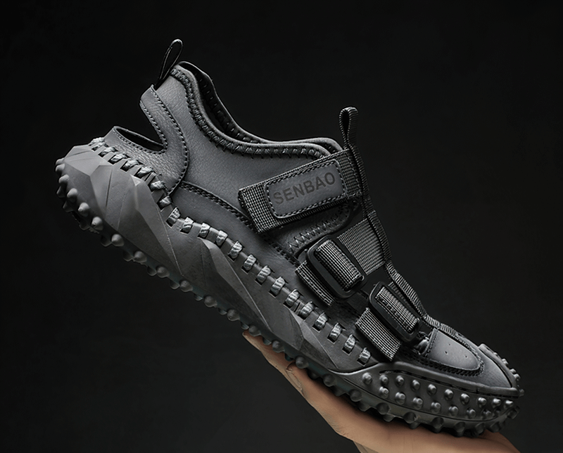 Elastic Soles Leather Men's Hiking Sandals SF1396 with breathable upper, EVA insole, and durable rubber outsole for comfort and support.