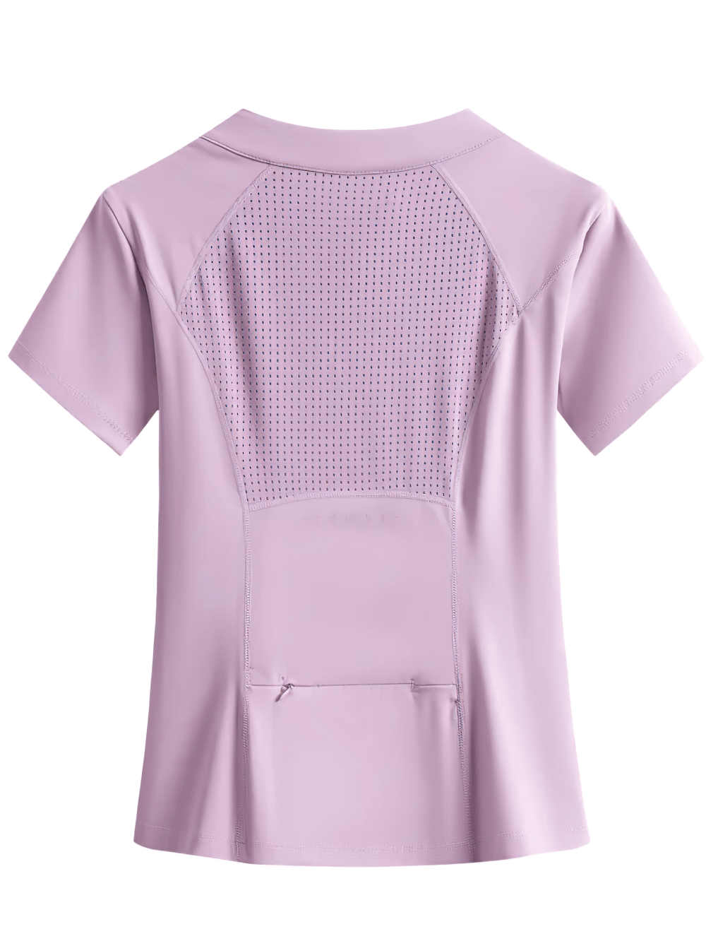 Alt Tag: Elastic Sport Half-Zip Running T-Shirts for Women - SF4382 quick-dry short sleeve yoga top, breathable mesh back, lavender