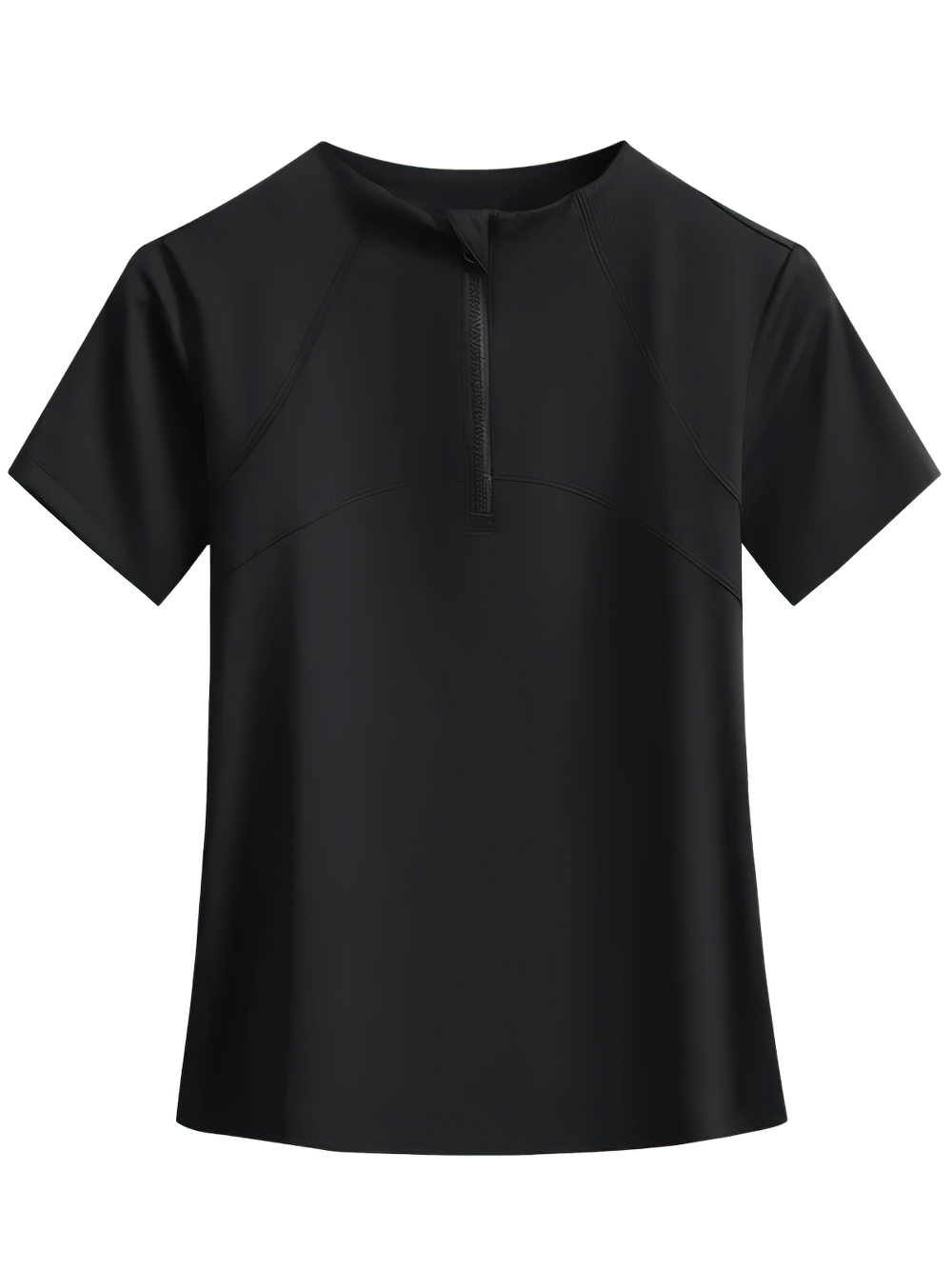 Alt Tag: Elastic Sport Half-Zip Running T-Shirts for Women - SF4382 black quick-dry short sleeve stand collar yoga running top