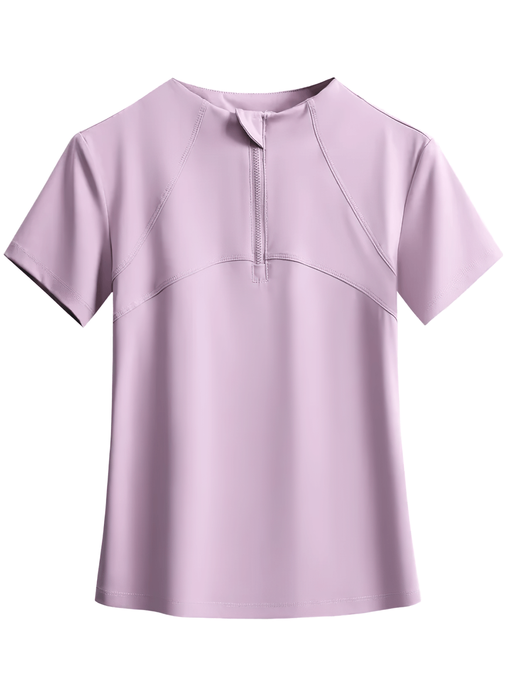 Alt Tag: Elastic Sport Half-Zip Running T-Shirts for Women - SF4382 quick-dry short sleeve stand-collar yoga top with zipper