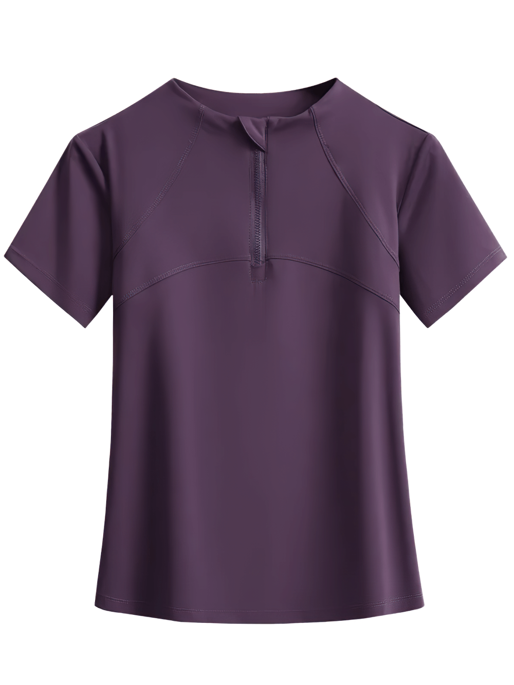 Alt Tag: Elastic Sport Half-Zip Running T-Shirts for Women - SF4382 purple quick-dry short sleeve stand collar yoga running top
