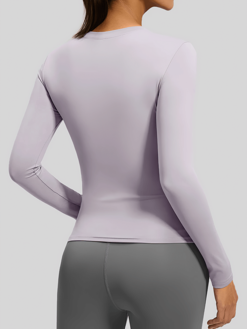 Back view of Elastic Sport Long Sleeve Top for Women - SF4131 in light lavender, perfect for yoga and fitness featuring quick-dry fabric.