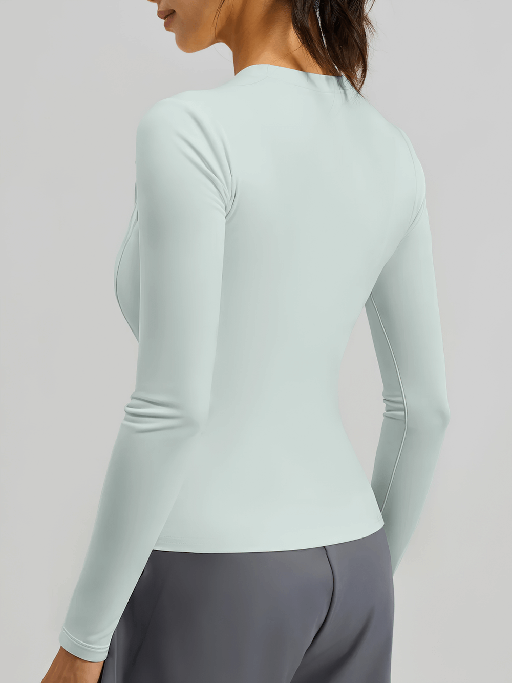 Elastic Sport Long Sleeve Top for Women - SF4131 in pastel shade, showcasing breathable and quick-dry fabric for ultimate workout comfort.