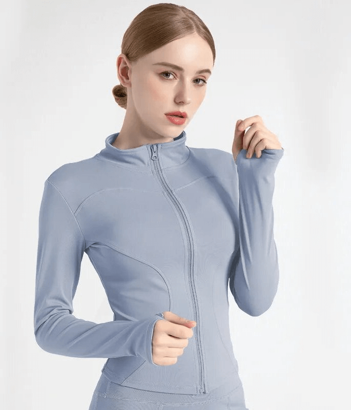 Elastic Sports Women's Jacket with Zipper with Finger Hole - SF1631
