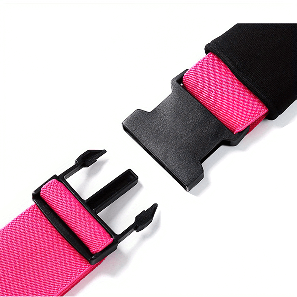 Elastic stretch belt with adjustable buckle in bright pink, ideal for flexibility training in yoga, dance, and gymnastics.