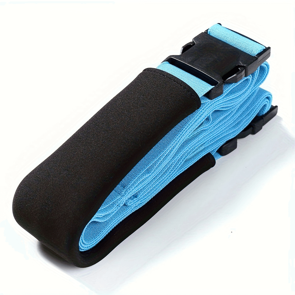 Elastic stretch belt for strength training in blue, ideal for yoga, dance, and gymnastics flexibility exercises.