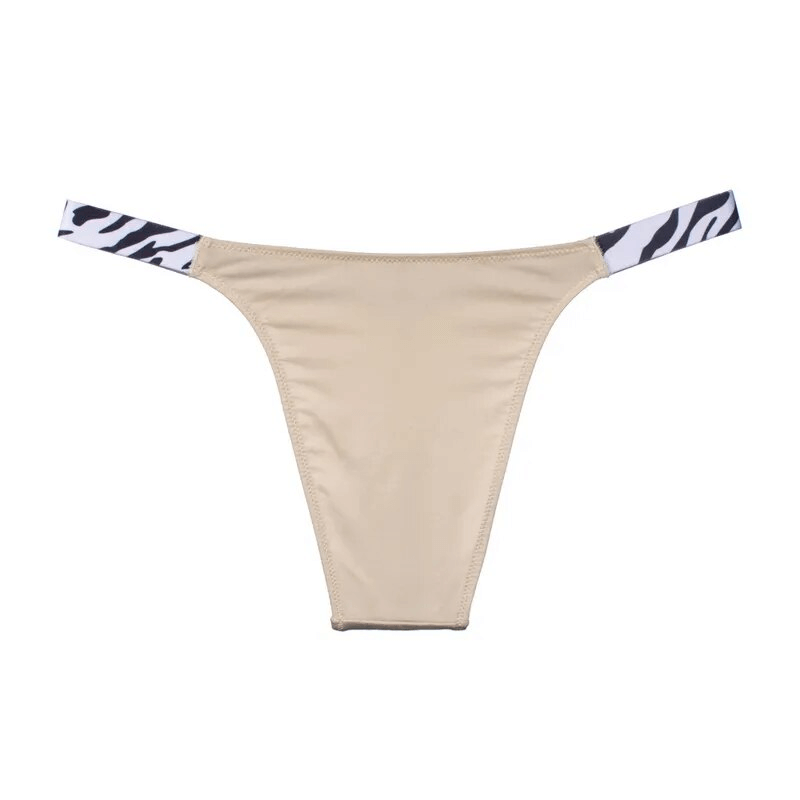 Elastic stylish women's thongs with zebra side print, low-rise G-string fit, polyester-cotton blend, SF1605.