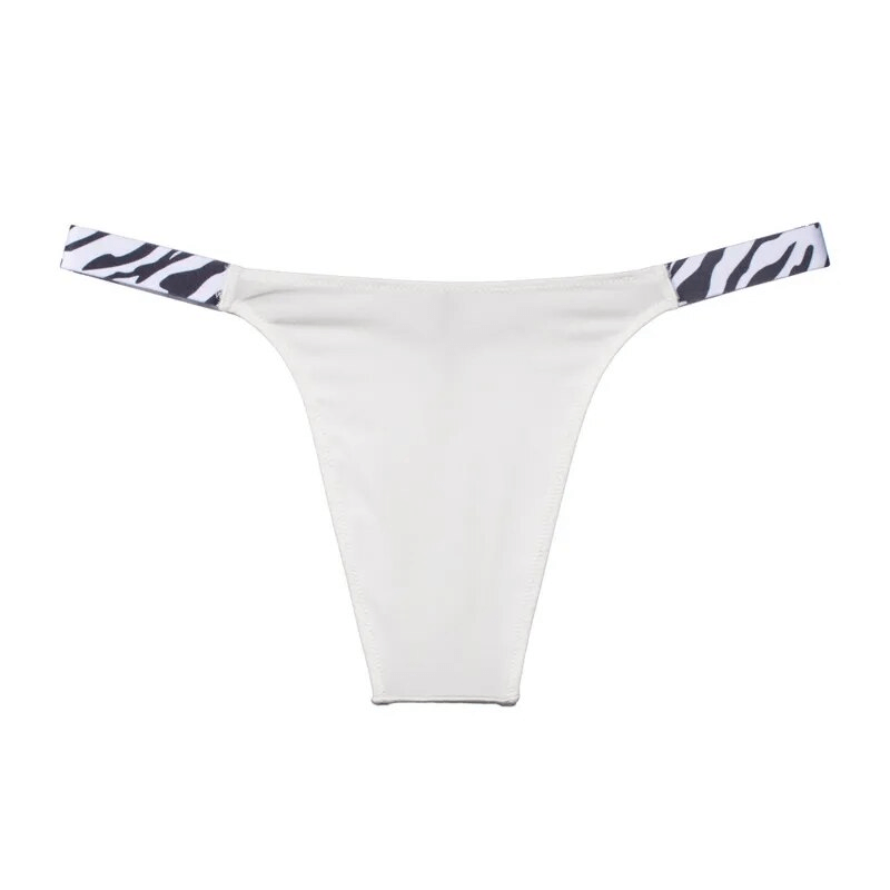 Elastic stylish women's thong with zebra side print, low-rise G-string design, cotton-polyester blend, model SF1605.